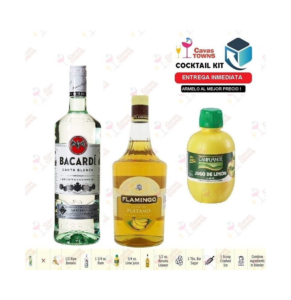 Ron Bacardi Cocktail Kit Banana Daiquiri Receta Recipe - Cavas Towns